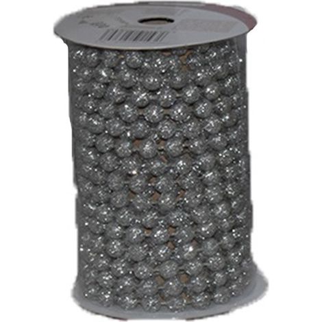 Nastro natalizio con perle argento 5 mt per albero di Natale addobbi da decorazioni (1/5)