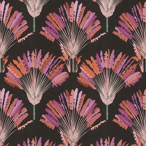 Natur Tapete Profhome 377083 Vliestapete glatt mit Palmen matt schwarz orange lila rosa 5,33 m2