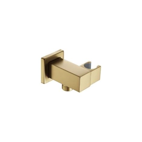 Supporto scorrevole per asta doccia, regolabile, in ottone, per soffione doccia a parete, finitura oro spazzolato - Crezuo (1/4)