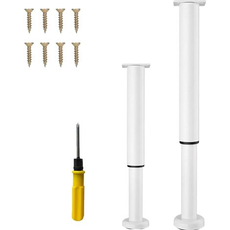 Pied de Lit 2pcs Pieds de Meuble de Salle de Bain Pied Réglable pour Meuble,Pieds de Sommier pour Canapé Pied de Table,Pieds de Meubles Réglables en Métal avec vis et Tournevis (Blanc, 40-70 cm) (1/5)