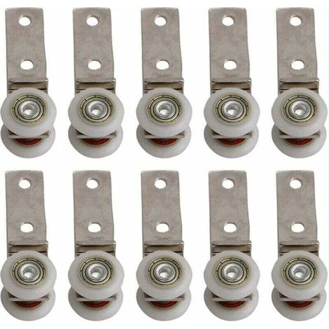 10 pack 1,9 cm Coude de conduit en métal Roulement Bloc de poulie , XU,avec deux Plastique de roue pour porte coulissante fenêtre Cabinet - KZQ (1/4)