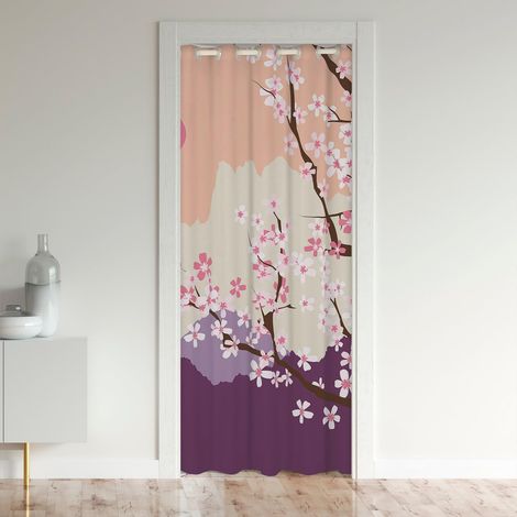 Femme Japonais Cerisier Fleur Rideau de Porte Doorway Vie Privée Coucher de Soleil Rideau Caché 86x203 Montagne Plante Branche Ukiyo E Peinture Rose Cerisier Fleur Rideau de Poster Diviseur de Pièce - (1/5)