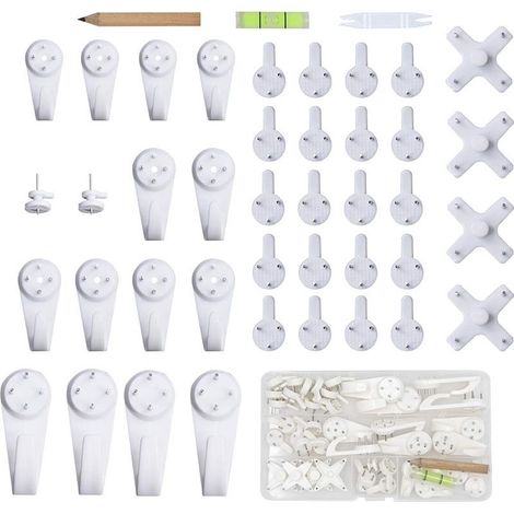 Ce kit de fixation murale de 43 pièces comprend des crochets pour cadres photo, des clous pour accrocher des tableaux, des photos et des miroirs, un crayon (1/5)