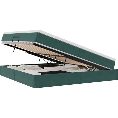 Maison Exclusive - Letto con contenitore e materasso Verde Scuro 200 x 200 cm