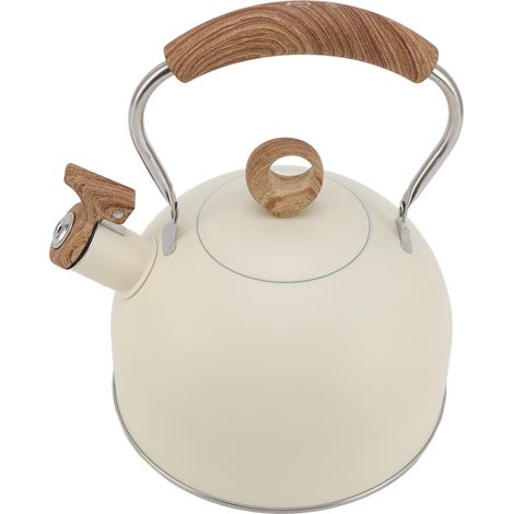 2,5 Liter Edelstahl-Wasserkocher mit Pfeifton und Griff, geeignet für Elektro- und Gasherde, Farbe: Beige. (1/5)