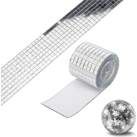 Adhésif Carreaux Mosaïque Carré Miroir, DIY Argent, Miroirs Carreaux de Mosaïque Autocollant, Pour l'artisanat, Mosaïque Miroir Adhésive, Décorer Salles de Bains et les Cuisines,argent,1m (1/5)