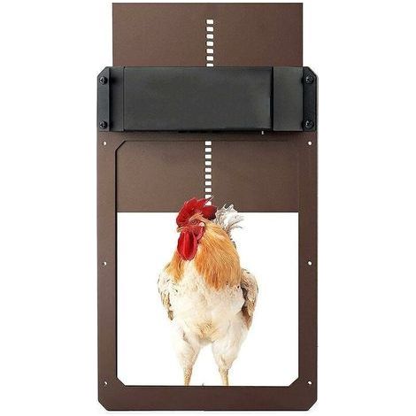 Porte de poulailler Automatique, Alimenté par pile, Détection de la lumière, Porte Automatique poulailler, Trappe poulailler, Brun One Size (1/3)
