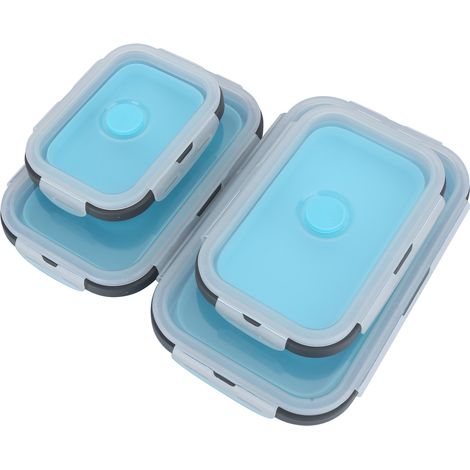 Set mit 4 faltbaren Silikon-Lunchboxen, Aufbewahrungsbehältern für Lebensmittel, Bento-Boxen für unterwegs (1/5)