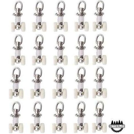 Lot de 20 rouleaux de rail planeur de voie de rideau – Roues en alliage d'aluminium 10mm – Pour armoires et bibliothèques – Dimensions 4,5 x 1 cm (1/5)