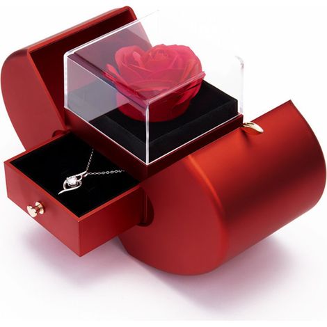 Coffret cadeau décoratif avec roses rouges, boîte cadeau élégante pour occasions spéciales (1/5)