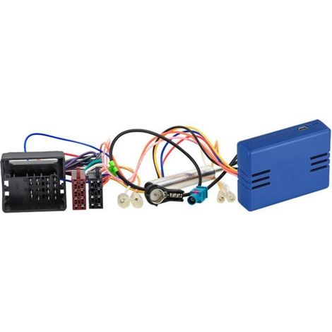 Adnauto – Kit Canbus ISO pour Citroën Peugeot 02-16 – Connecteur Quadlock 40 broches – Alimentation fantôme Fakra vers ISO – Compatible autoradio 1-DIN