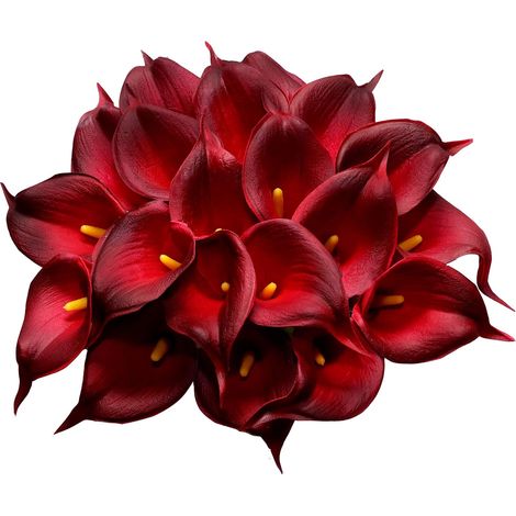 Fleur Artificielle Calla - Hauteur 34 Cm - Tige Flexible Avec Fil Métallique - Pour Décoration Intérieure Mariage Bureau Café - Lot De 20 Pièces (1/5)