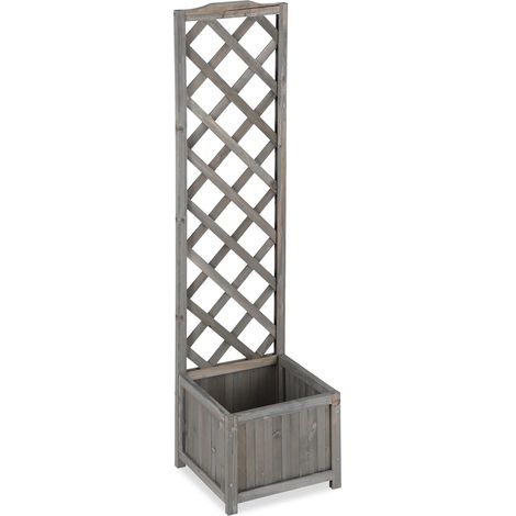 Jardinera con celosía decorativa 90 x 36 x 36 cm para plantas trepadoras estilo contemporáneo en madera gris 130005572 (1/5)