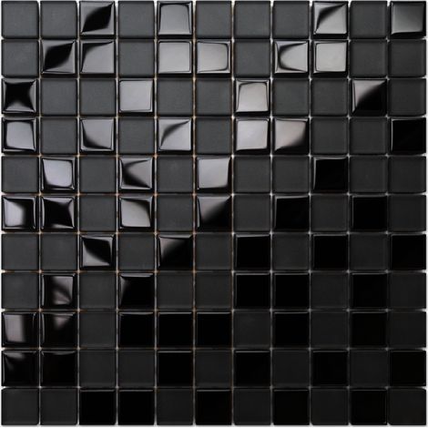Mosaïque en verre pour salle de bain cuisine 30cm X 30cm - Black obsidian (1/5)