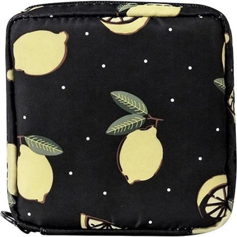 bolsa para compresas sanitarias, cierre de cremallera, estampado de dibujos animados, de plástico, para la escuela, viajes u oficina. (1/5)