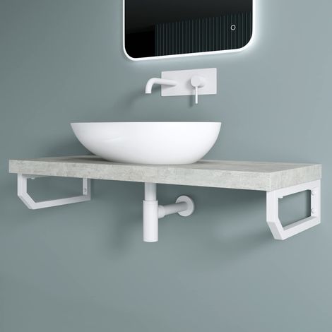 doporro 2 Pièces Équerre de Fixation Blanc Plan de Toilette Étagère Tablette Murale Porte-Serviette en Acier Inoxydable 40x2,5x15cm WH03 (1/5)