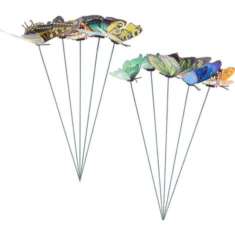 Set di 10 decorazioni da giardino a forma di farfalla, da fissare con un paletto. (1/5)