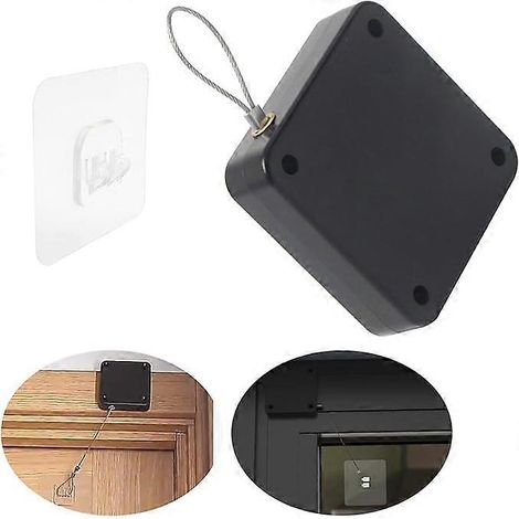 Ferme-porte automatique, ferme-porte à ressort réglable sans perçage, ferme-porte résidentiel avec tirette pour tous types d'alliages d'aluminium et de bois. (1/5)