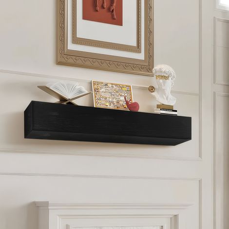 Étagère Flottante Murale de Cheminée, 122 x 20,3 x 12,7 cm, Manteau de Cheminée Flottant en Bois Naturel, Capacité de Charge 22,7 kg, Fabriqué à la Main, pour Décoration Murale, Couleur Espresso (1/5)