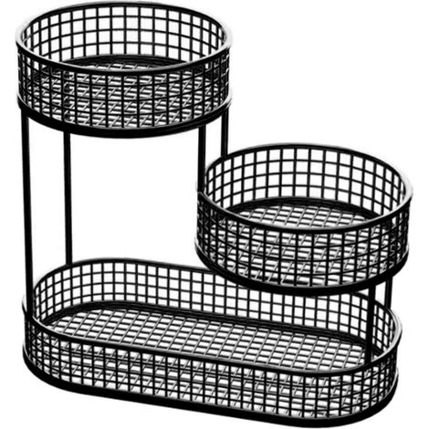 Corbeille à fruits – Bol à fruits – Rangement de fruits en métal à trois hauteurs pour utilisation sur comptoir – 1 pièce – Noir moderne (1/5)