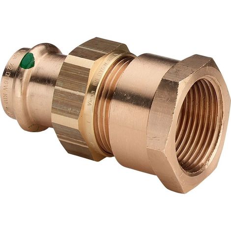 Unione in ottone a destra 3 pezzi da crimare Femmina - Femmina a vite 26x34 - 22