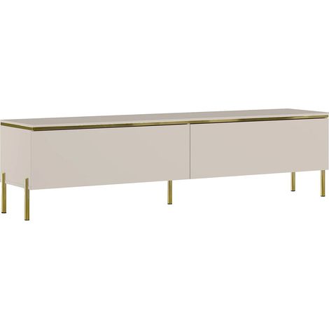 Meuble TV avec 2 portes - Beige et doré - VUKIA (1/5)