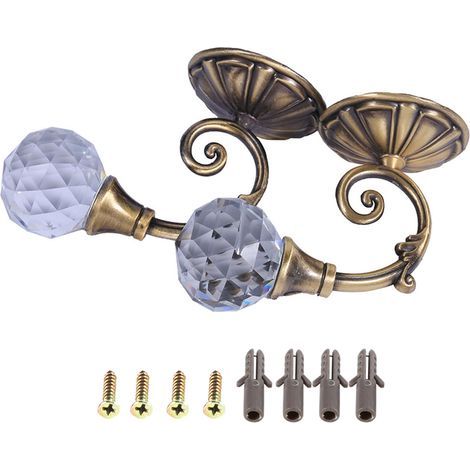 2x métal cristal verre rideau retenue mur fenêtre draperie embrasse crochets cintre bronze foncé (1/5)