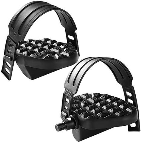 Pédales de Vélo avec Sangles,Broche 9/16",Pédales de Vélo Sangle réglable,Antidérapantes,pour Vélo d'Appartement,de Montagne et d'exercice,vélo de Spinning(Noir) (1/5)