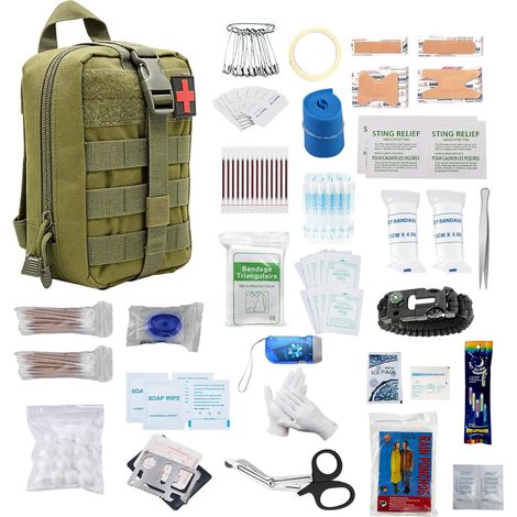 191 PCS Trousse de Secours, Trousse de Premiers Secours, Trousse de Secours Randonnée, Kit de Premiers Secours pour L'extérieur pour Voiture Maison Lieu de Travail Voyage Camping (1/5)