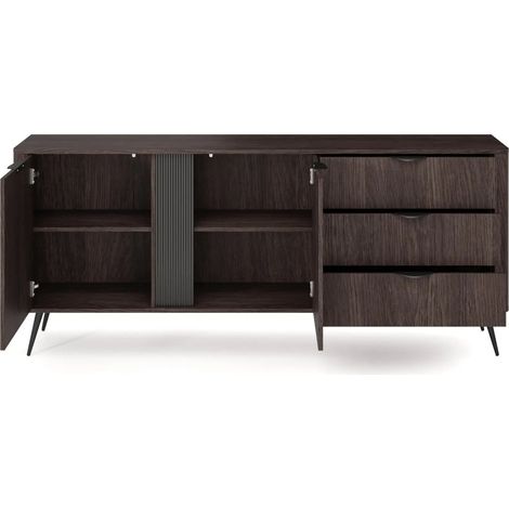 SELENA - Buffet 2 portes 195 cm bois de chêne - Chêne foncé