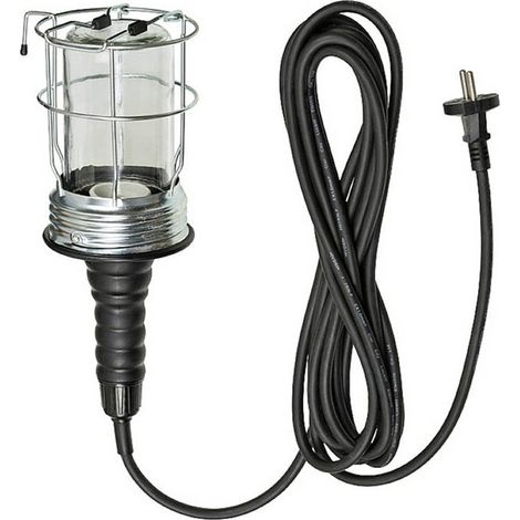 Lampada da lavoro E27 (60W 230V) IP20 con impugnatura in gomma e cavo da 5 metri con connettore GH20