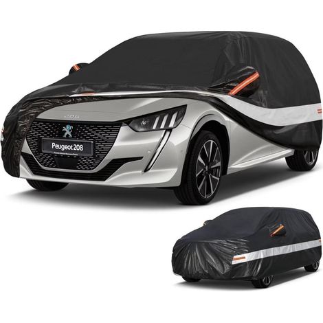 Autoabdeckung 10 Schichten 100% Wasserdicht für Peugeot 208 (2012-2025) Schwarz (1/5)