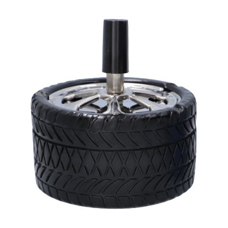 Elegante posacenere rotondo a forma di pneumatico, nero, 9,5 cm (1/3)