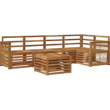 Sectional Sofa Set 5 pcs Natural Solid Acacia Wood vidaXL