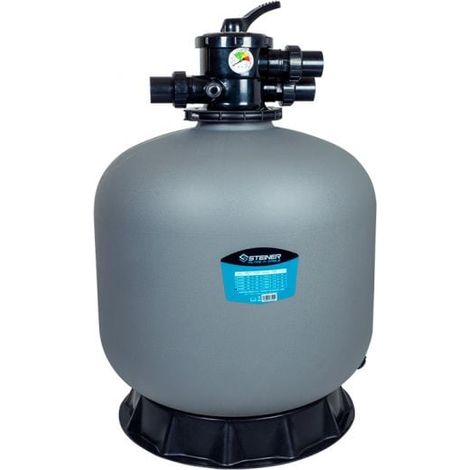 Steiner – Filtre à sable Ø635mm 16m³/h – Vanne Top 6 voies – Cuve anticorrosion polyéthylène – Compatible eau salée et chlorée (1/5)