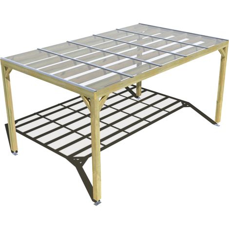 Pergola bois • 5m x 3m • indépendante • sens largeur • couverture étanche transparente incluse • livraison comprise