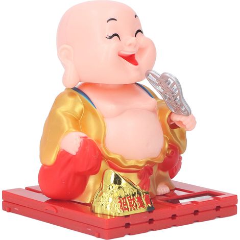 Décoration de moine avec statuette de Bouddha à main tremblante automatique alimentée à énergie solaire, pour la maison ou la voiture, couleur or. (1/5)