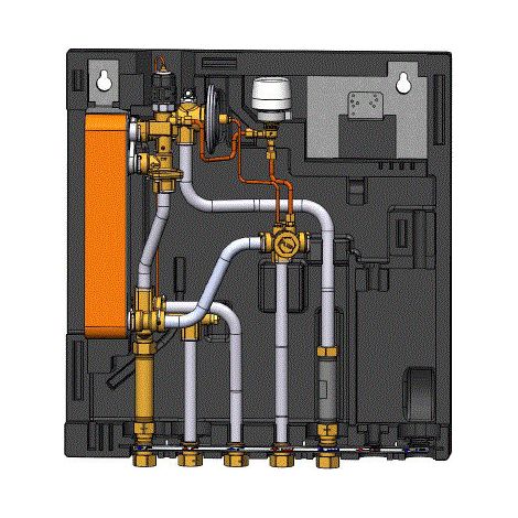 Danfoss Wohnungsstation Evoflat WSS 2 ohne Heizung, 49kW, Dämmhaube, 145G0191 (1/3)