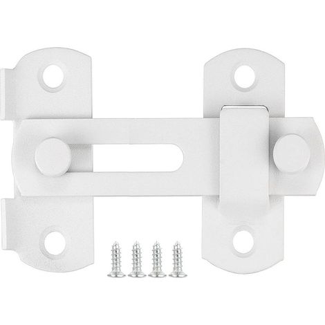 Serrure pour porte coulissante en acier inoxydable blanc – pêne dormant avec vis, adaptée portes, fenêtres, placards et espaces extérieurs (1/5)