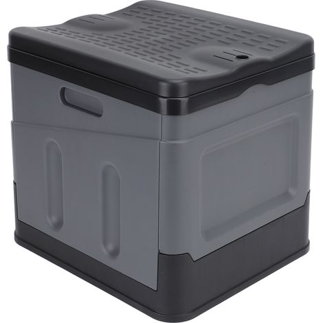 Toilettes pliables portables pour le camping, pot de voyage portable avec couvercle, idéales pour les voyages en voiture, en camping ou en randonnée (noir et gris). (1/5)
