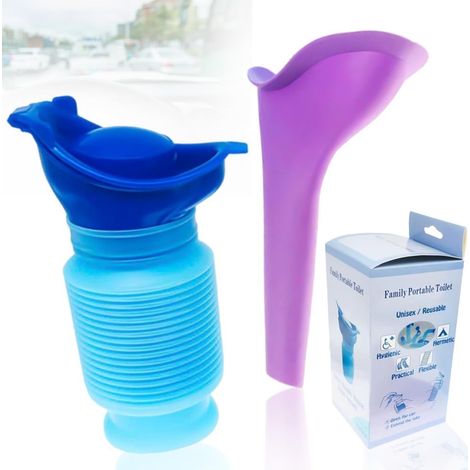 Retractable Urinal, Male Female Portable 750 ml, Reusable Urine Bottle, Travel Like Hiking, Camping, Activities, Car (1/5)