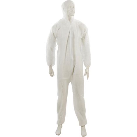 Dapetz ® Disposable Coverall Protective Suits Overall Suits with Hood Large 175cm 69", Elastic Cuffs, Ankles, and Hood, Zip Front Opening for Painting, Cleaning, Safety Workwear, Men, Women (1/5)