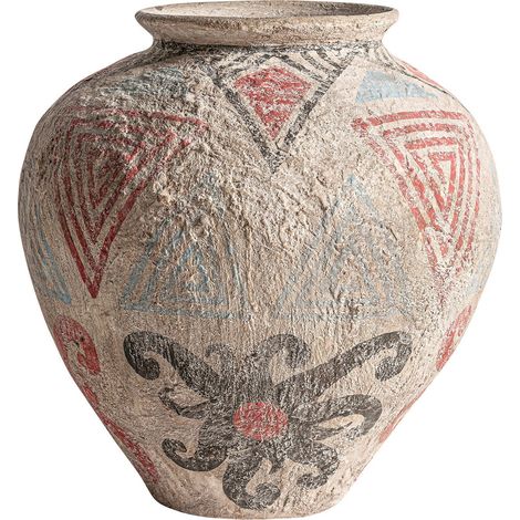 Vase ethnique multicolore en terracota - Palette ethnique terre rouge et touches tribales (1/3)