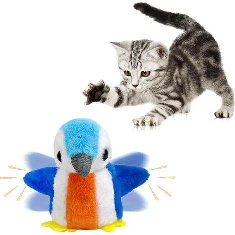 Katzenspielzeug, interaktive elektrische Vögel, interaktives Spielzeug mit Flügelschlag, Vogelgesang, Katzenminze, wiederaufladbares Katzenspielzeug mit USB-C-Anschluss, Katzenspielzeug mit Flügelschl