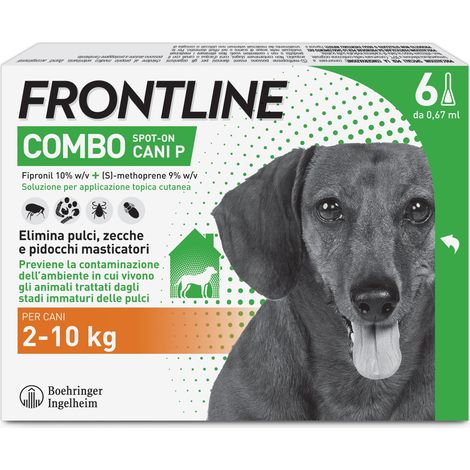 FRONTLINE Combo, 3+3 Pipette, Cane Taglia S (2-10 kg), Antiparassitario per Cani e Cuccioli di Lunga Durata, Protegge il Cane e Anche la Casa da Pulci, Zecche, Uova e Larve, Antipulci 6 Pipette (1/5)