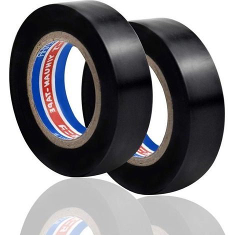 2 Rouleaux Ruban Adhésif Isolant, Ruban Électrique, Haute Température la Résistance PVC Tape, Ruban Adhésif Gaffer, 16mm × 6m (Noir) (1/5)