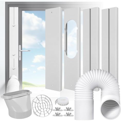 Bardusch - Kit de fenêtre de climatiseur portable – Kit de joint de fenêtre universel réglable avec tuyau d'échappement de 15 cm pour fenêtres coulissantes verticales/horizontales (1/5)