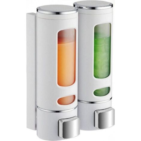 Wall-Mounted Soap Dispenser 400 ML X 2 Shampoo and Shower Gel Dispenser Double Shower Soap Dispenser Manual Wall-Mounted Liquid Soap Dispenser Hand Sanitizer Dispenser (1/5)