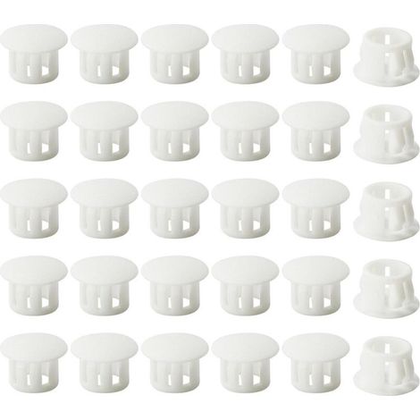 Embouts d'insertion - Embouts de fixation ronds verrouillables - Pour tubes de poteaux de clôture de meubles - 12 mm, 30 unités - Blanc (1/4)