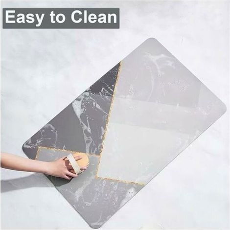 Tapis De Bain - Microfibre De Diatomée - Antidérapant - 40x60 Cm - Gris